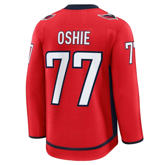 W.Capitals #77 TJ Oshie Fanatics Home Premium Jersey - Red Stitched American Hockey Jersey UNEC