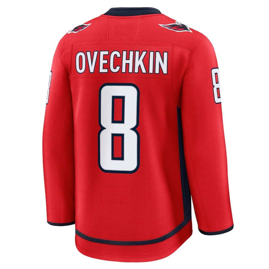 W.Capitals #8 Alexander Ovechkin Fanatics Home Premium Jersey - Red Stitched American Hockey Jersey UNEC