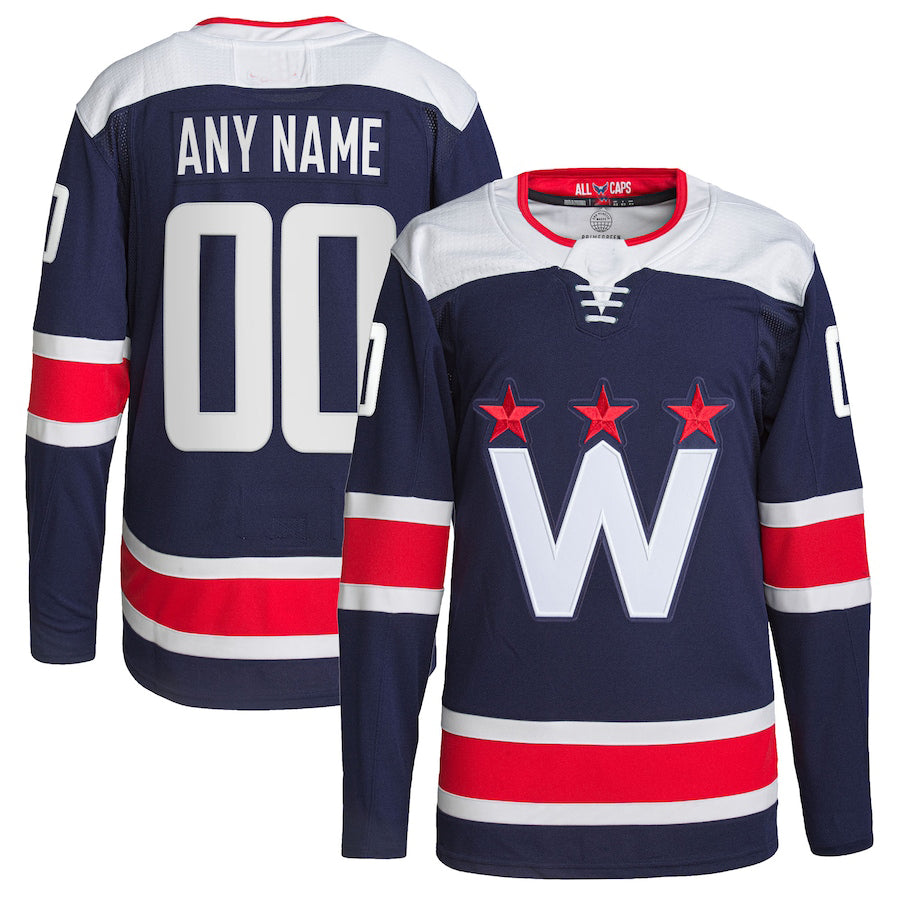 Custom W.Capitals Alternate Authentic Pro Jersey Navy Stitched American Hockey Jersey UNEC