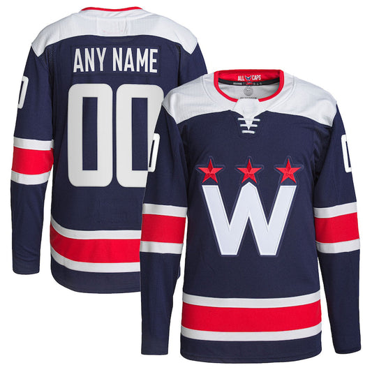 Custom W.Capitals Alternate Authentic Pro Jersey Navy Stitched American Hockey Jersey UNEC
