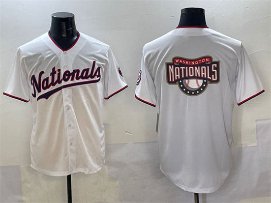 Washington Nationals Team Big Logo White Limited Stitched Baseball Jersey