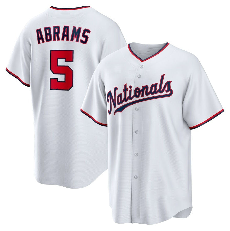 Washington Nationals #5 CJ Abrams Home Replica Player Jersey - White Stitched Baseball Jersey