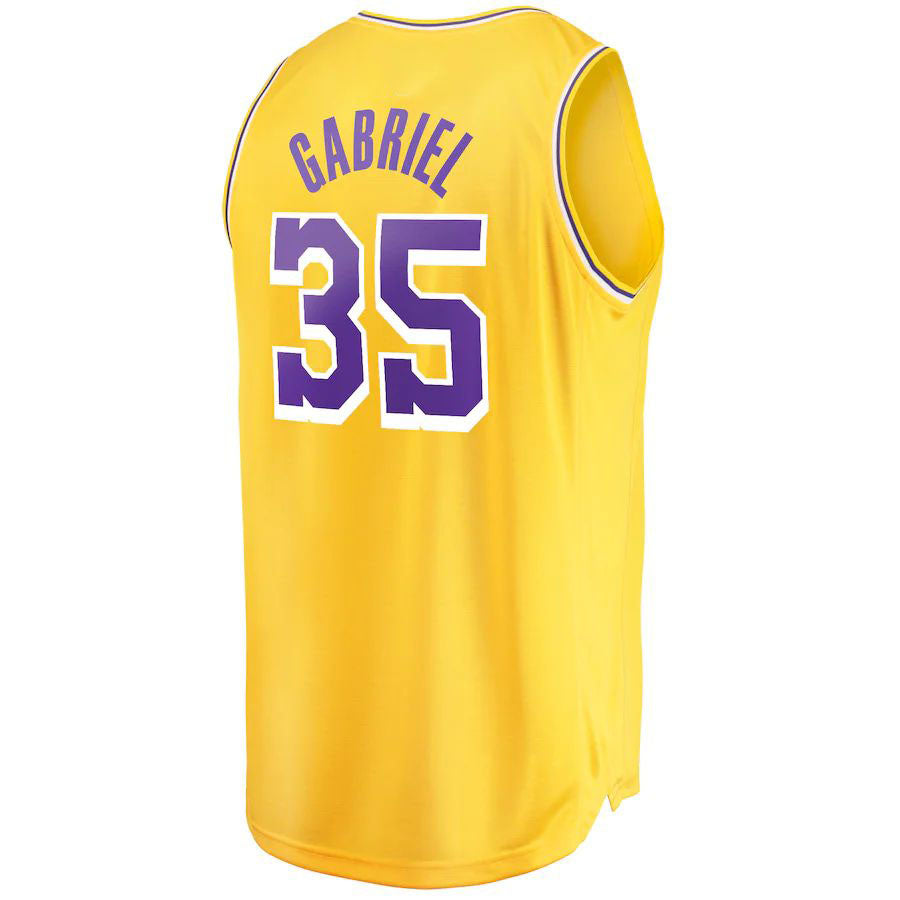 LA.Lakers #35 Wenyen Gabriel Fanatics Branded 2021-22 Fast Break Replica Jersey Icon Edition Gold Stitched American Basketball Jersey UNEC