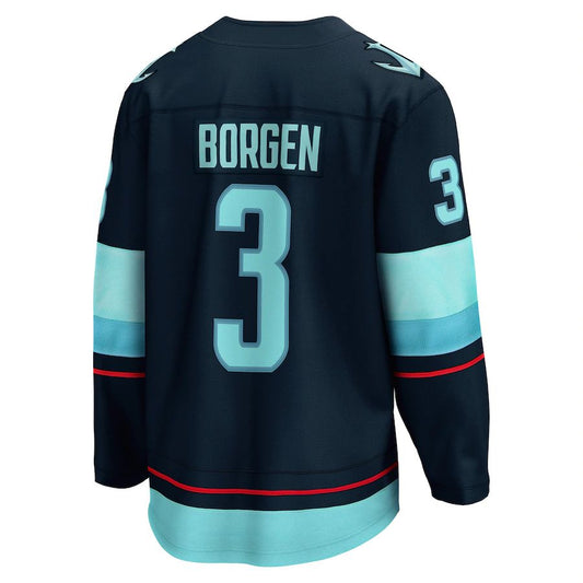 S.Kraken #3 Will Borgen Fanatics Branded Home Breakaway Player Jersey Blue Stitched American Hockey Jersey UNEC