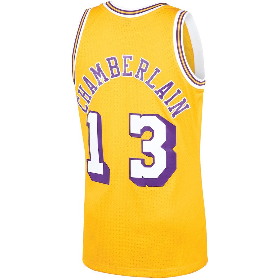 LA.Lakers #13 Wilt Chamberlain Mitchell & Ness 1971-72 Hardwood Classics Swingman Player Jersey Gold Stitched American Basketball Jersey UNEC