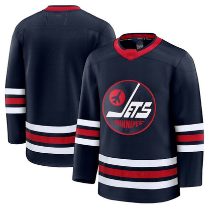 W.Jets Fanatics Alternate Premium Jersey - Navy Stitched American Hockey Jersey UNEC