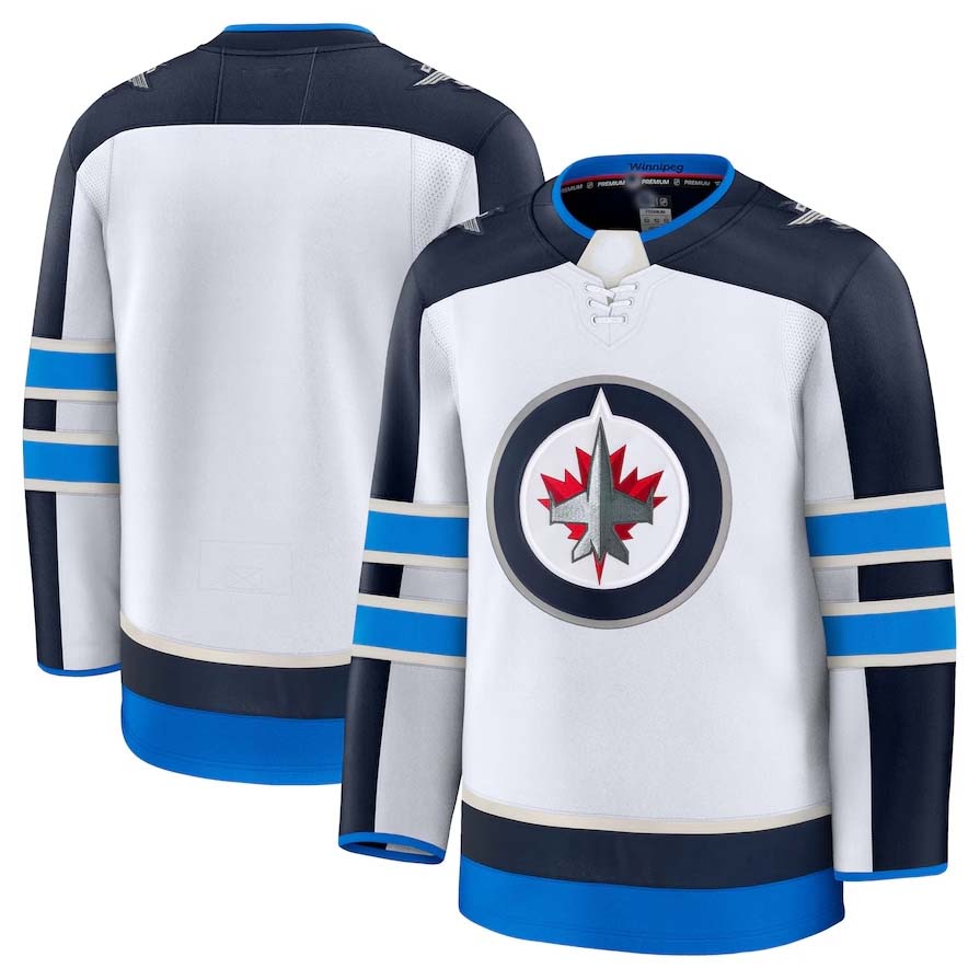 W.Jets Fanatics Away Premium Jersey - White Stitched American Hockey Jersey UNEC