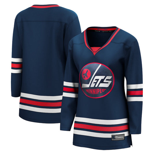 W.Jets Fanatics Branded 2021-22 Alternate Premier Breakaway Player Jersey Navy Stitched American Hockey Jersey UNEC