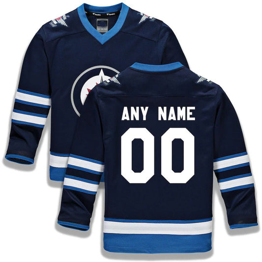 Custom W.Jets Fanatics Branded Home Replica Navy Stitched American Hockey Jersey UNEC