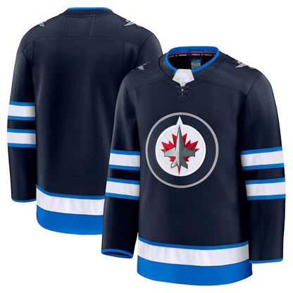 W.Jets Fanatics Home Premium Jersey - Navy Stitched American Hockey Jersey UNEC