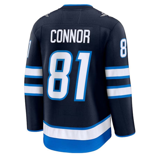 W.Jets #81 Kyle Connor Fanatics Home Premium Jersey - Navy Stitched American Hockey Jersey UNEC