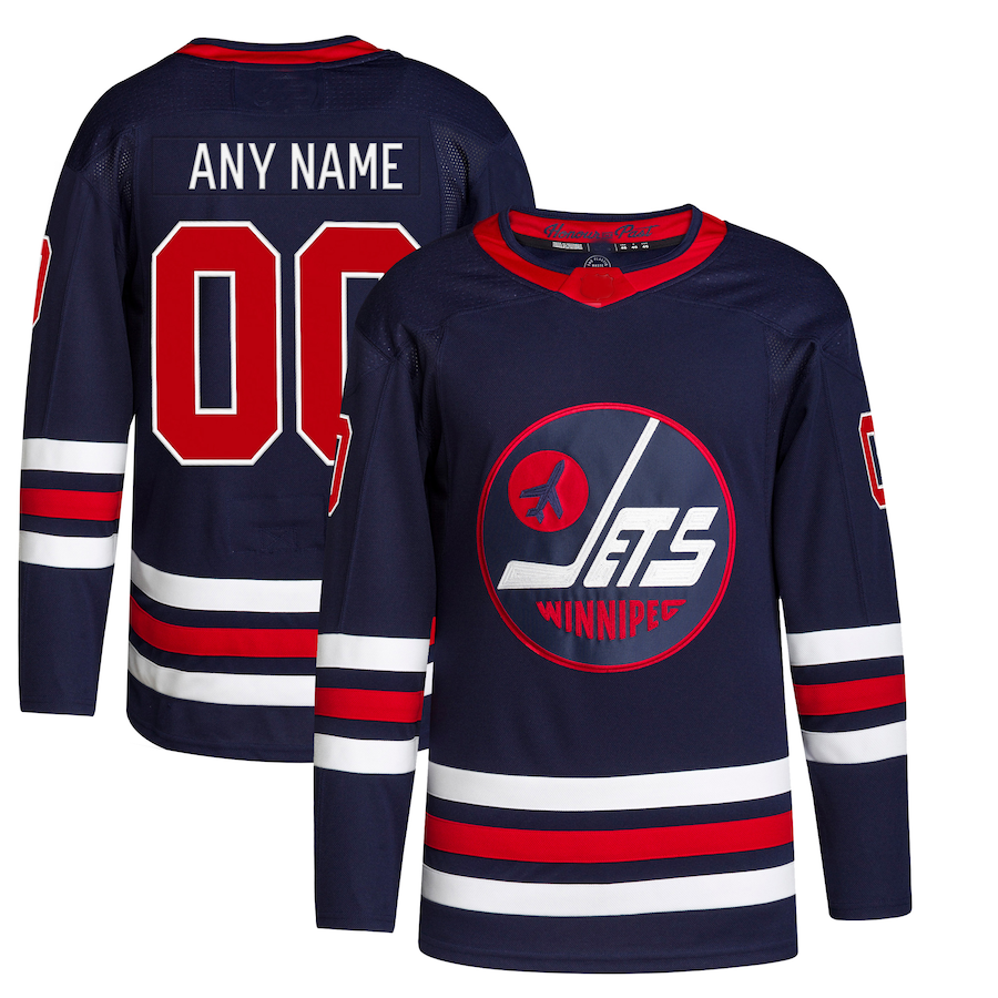 Custom W.Jets 2021-22 Alternate Primegreen Authentic Pro Custom Jersey Navy Stitched American Hockey Jersey UNEC