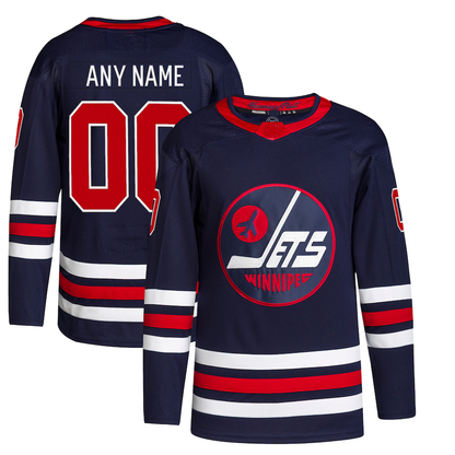 Custom W.Jets 2021-22 Alternate Primegreen Authentic Pro Custom Jersey Navy Stitched American Hockey Jersey UNEC