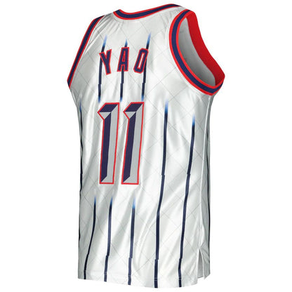H.Rockets #11 Yao Ming Mitchell & Ness 2002-03 Hardwood Classics 75th Anniversary Swingman Jersey Platinum Stitched American Basketball Jersey UNEC