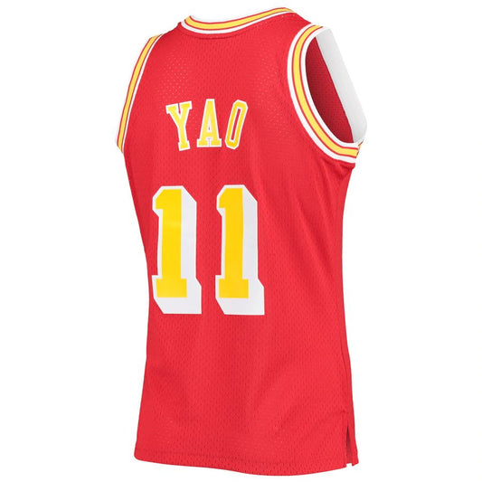 H.Rockets #11 Yao Ming Mitchell & Ness 2004-05 Hardwood Classics Swingman Jersey Icon Edition Red Stitched American Basketball Jersey UNEC