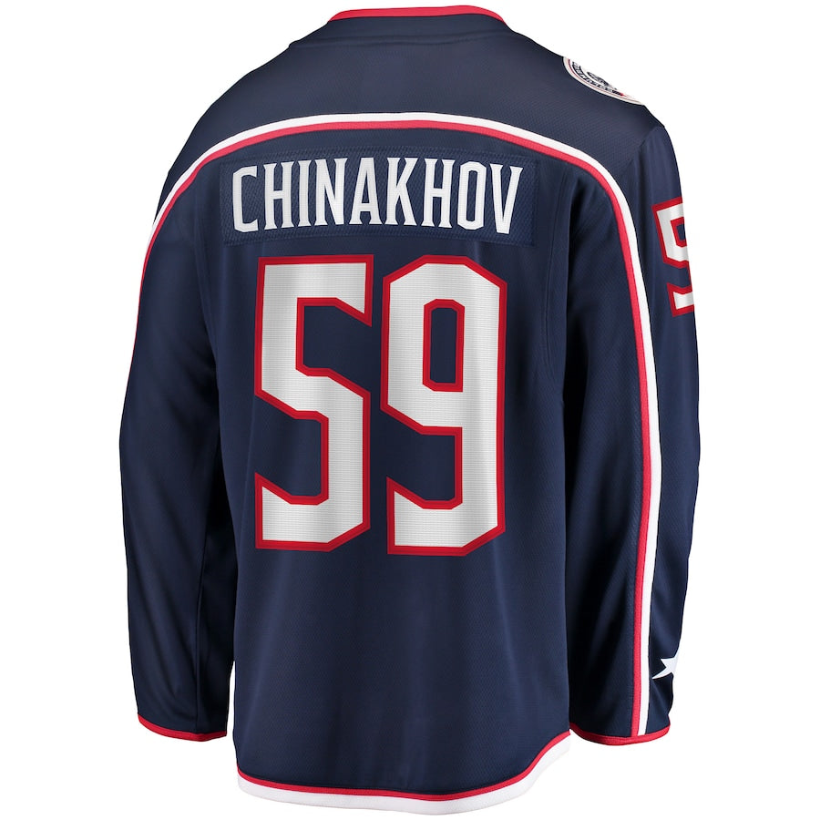 C.Blue Jackets #59 Yegor Chinakhov Fanatics Branded Home Breakaway Player Jersey Navy Stitched American Hockey Jersey UNEC