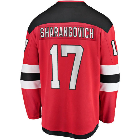 NJ.Devils #17 Yegor Sharangovich Fanatics Branded 2017-18 Home Breakaway Replica Jersey  Red Stitched American Hockey Jersey UNEC