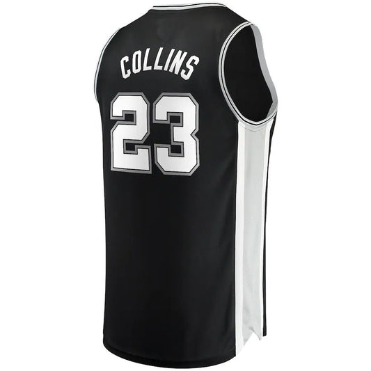 S.Antonio Spurs #23 Zach Collins Fanatics Branded 2021-22 Fast Break Replica Jersey Icon Edition Black Stitched American Basketball Jersey UNEC