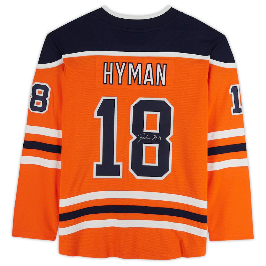 E.Oilers #18 Zach Hyman Fanatics Authentic Autographed Fanatics Breakaway Jersey Orange Stitched American Hockey Jersey UNEC