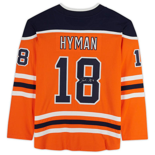 E.Oilers #18 Zach Hyman Fanatics Authentic Autographed Fanatics Breakaway Jersey Orange Stitched American Hockey Jersey UNEC