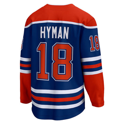E.Oilers #18 Zach Hyman Fanatics Branded Home Breakaway Player Jersey  Royal Stitched American Hockey Jersey UNEC