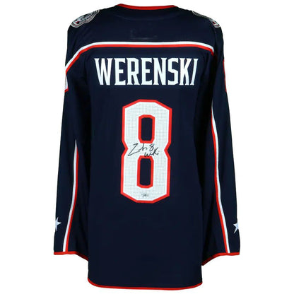 C.Blue Jackets #8 Zach Werenski Fanatics Authentic Autographed Jersey Navy Stitched American Hockey Jersey UNEC
