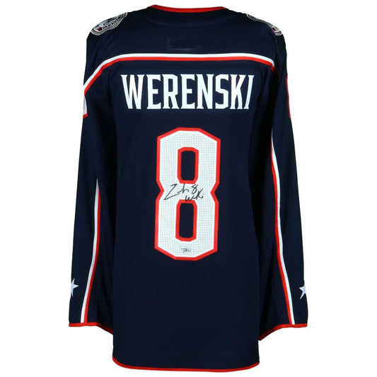 C.Blue Jackets #8 Zach Werenski Fanatics Authentic Autographed Jersey Navy Stitched American Hockey Jersey UNEC