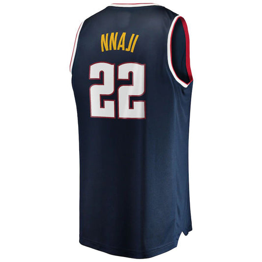 D.Nuggets #22 Zeke Nnaji Fanatics Branded 2021-22 Fast Break Replica Jersey Icon Edition Navy Stitched American Basketball Jersey UNEC