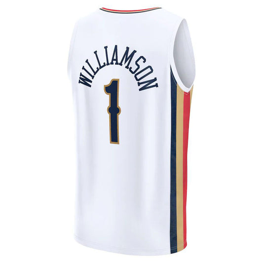 NO.Pelicans #1 Zion Williamson Fanatics Branded 2021-22 Fast Break Replica Jersey City Edition White Stitched American Basketball Jersey UNEC