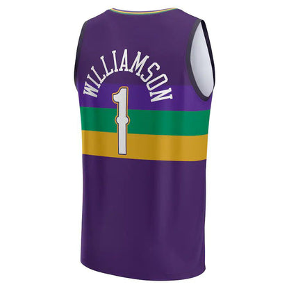 NO.Pelicans #1 Zion Williamson Fanatics Branded  2022-23 Fastbreak Jersey City Edition Purple Stitched American Basketball Jersey UNEC