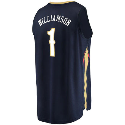 NO.Pelicans #1 Zion Williamson Fanatics Branded  Replica Fast Break Jersey Icon Edition Navy Stitched American Basketball Jersey UNEC