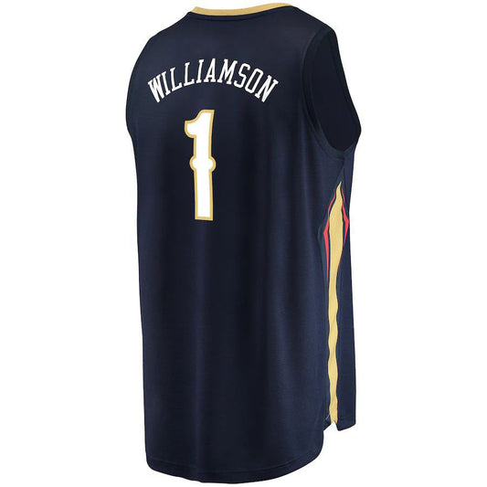 NO.Pelicans #1 Zion Williamson Fanatics Branded  Replica Fast Break Jersey Icon Edition Navy Stitched American Basketball Jersey UNEC
