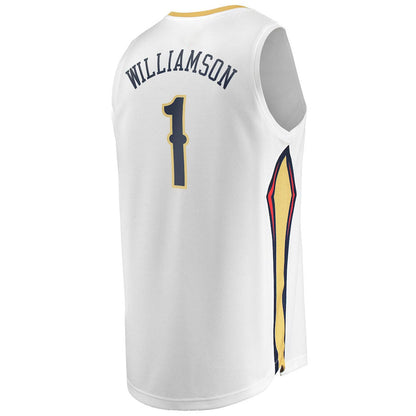NO.Pelicans #1 Zion Williamson Fanatics Branded Replica Fast Break Jersey White Association Edition Stitched American Basketball Jersey UNEC