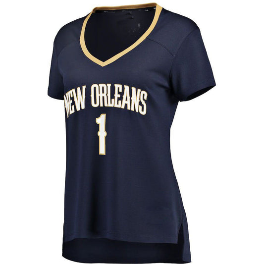 NO.Pelicans #1 Zion Williamson Fanatics Branded Women's Fast Break Replica Jersey Icon Edition Navy Stitched American Basketball Jersey UNEC