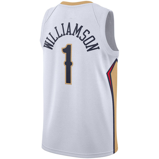 NO.Pelicans #1 Zion Williamson 2019-2020 Swingman Jersey Association Edition  White Stitched American Basketball Jersey UNEC