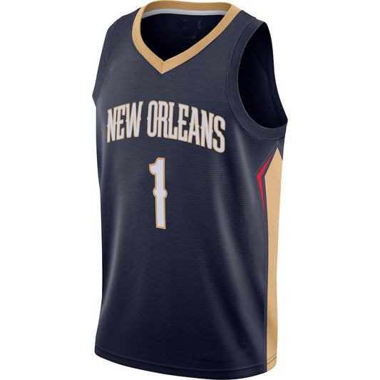 NO.Pelicans #1 Zion Williamson 2020-21 Swingman Jersey Icon Edition Navy Stitched American Basketball Jersey UNEC