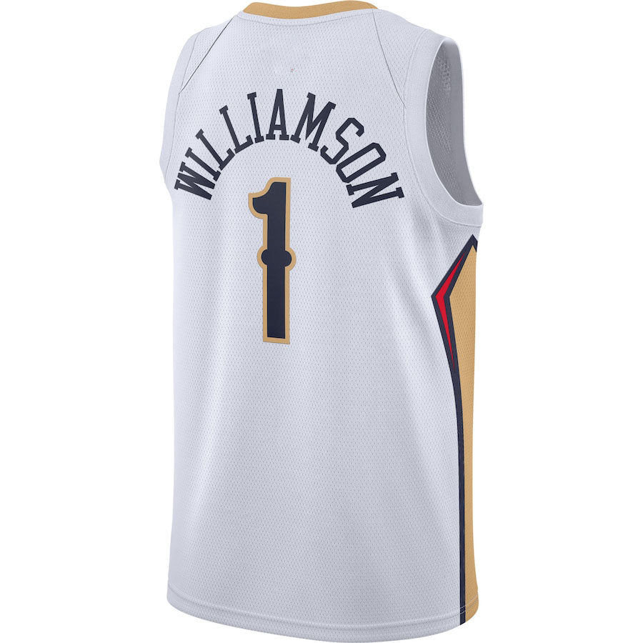 NO.Pelicans #1 Zion Williamson 2020-21 Swingman Jersey Association Edition White Stitched American Basketball Jersey UNEC