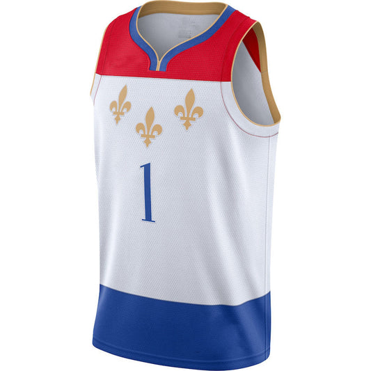 NO.Pelicans #1 Zion Williamson 2020-21 Swingman Jersey City Edition White Stitched American Basketball Jersey UNEC