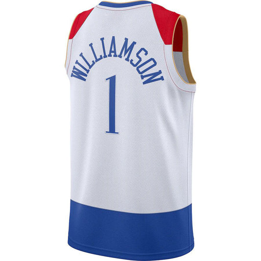 NO.Pelicans #1 Zion Williamson 2020-21 Swingman Player Jersey White Stitched American Basketball Jersey UNEC