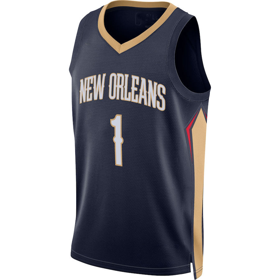 NO.Pelicans #1 Zion Williamson 2021-22 Diamond Swingman Jersey Icon Edition Navy Stitched American Basketball Jersey UNEC