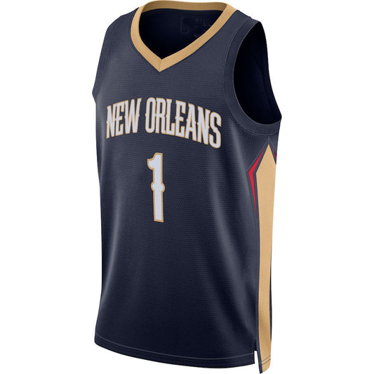 NO.Pelicans #1 Zion Williamson 2021-22 Diamond Swingman Jersey Icon Edition Navy Stitched American Basketball Jersey UNEC