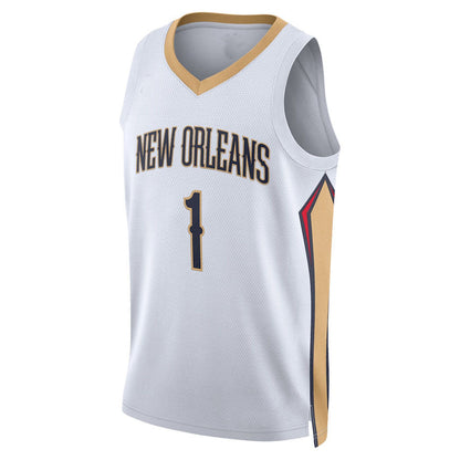 NO.Pelicans #1 Zion Williamson Unisex 2022-23 Swingman Jersey Association Edition White Stitched American Basketball Jersey UNEC