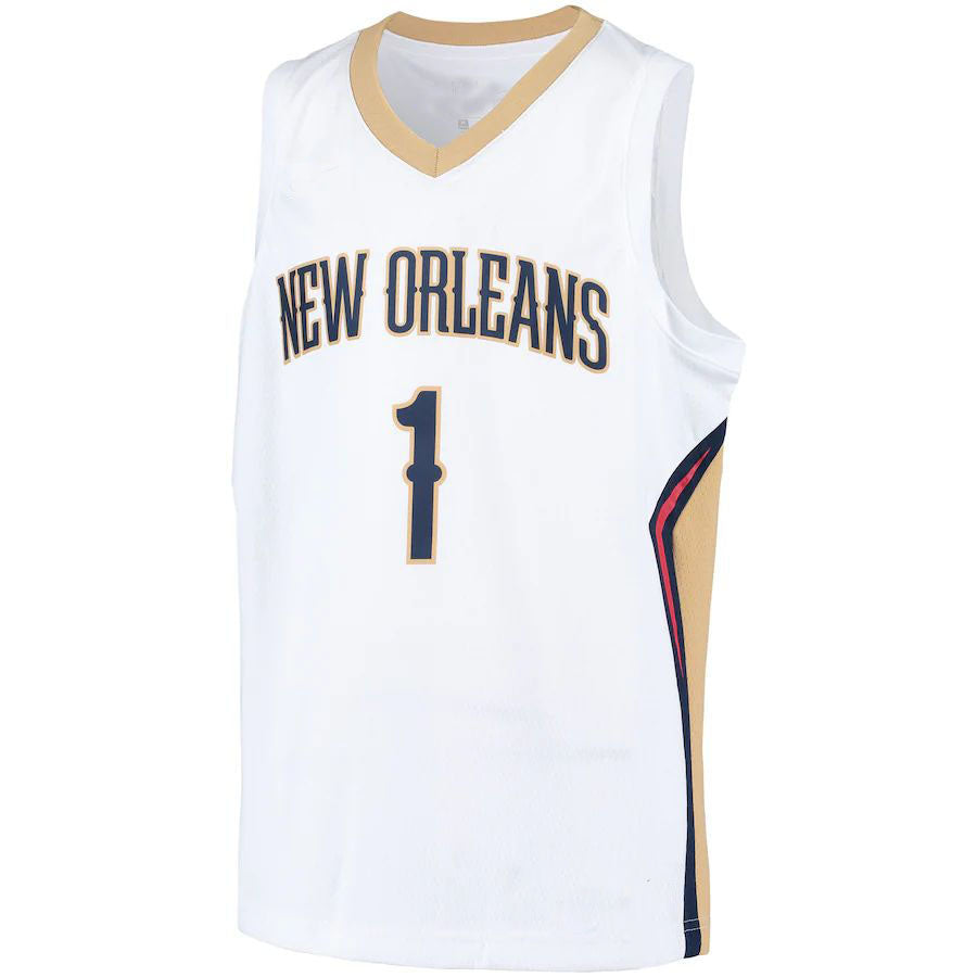 NO.Pelicans #1 Zion Williamson Swingman Player Jersey Association Edition White Stitched American Basketball Jersey UNEC